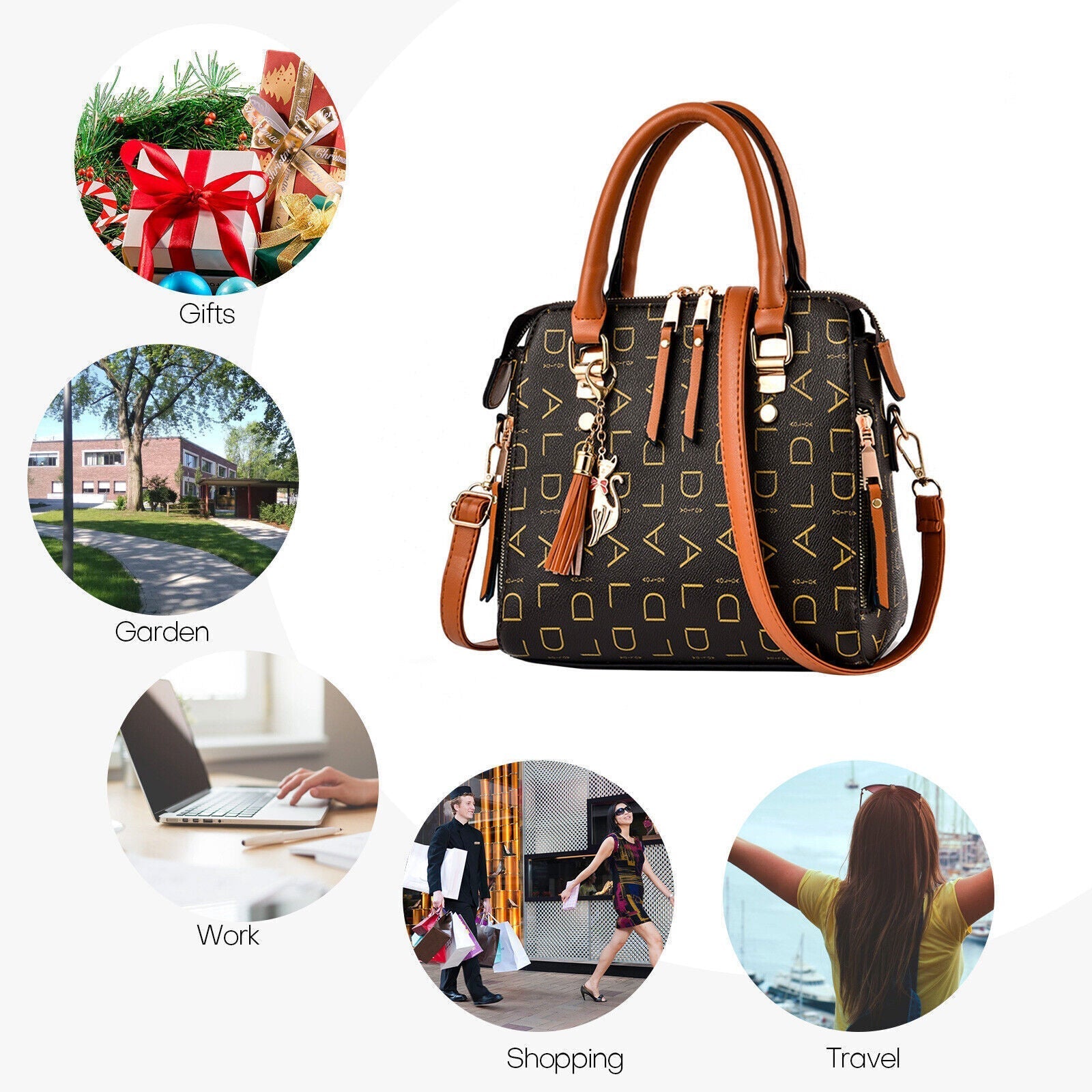 Women PU Leather Handbag Shoulder Bag Crossbody Satchel Messenger Purse Tote 24Hr Smart